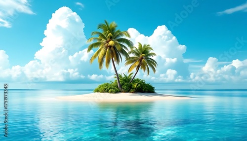 Tropical beach with coconut trees