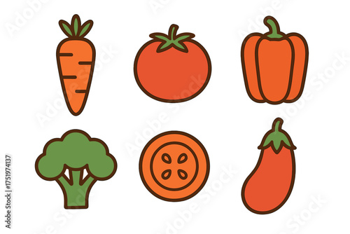 Set of healthy organic vegetables including carrot tomato broccoli and pepper