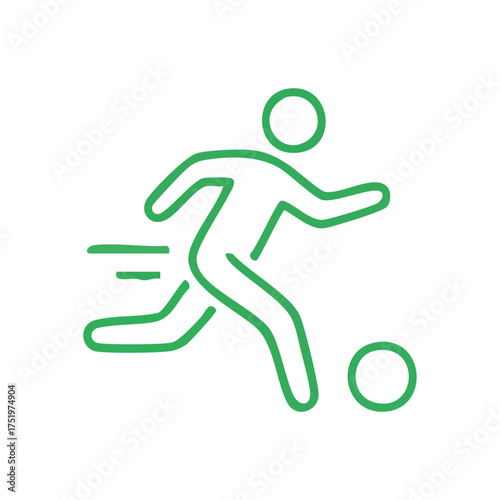 (Dynamic Footballer Kicking Ball. Energetic athlete propels a sphere, symbolizing swift action, teamwork, and healthy physical engagement in competitive play.)