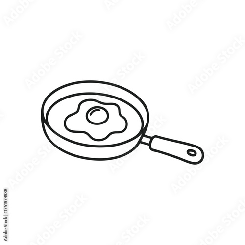 (Morning Egg Skillet Illustration. A minimalist line art depicts a classic breakfast ovum cooked in a cooking utensil, symbolizing a fresh start, home comfort, and culinary simplicity.)