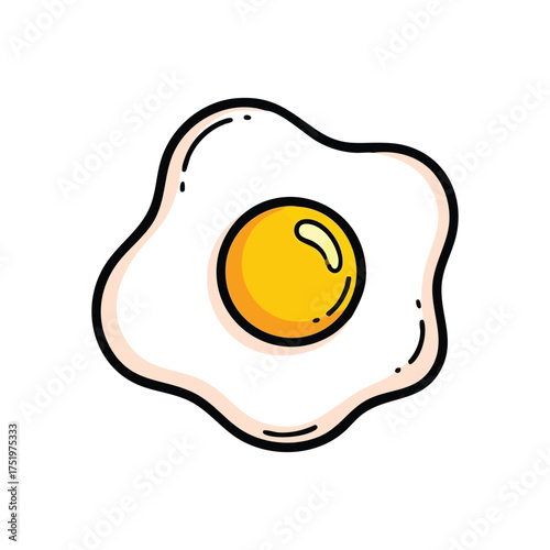 (Sunny Side Up Egg Cartoon. Whimsical illustration of a delicious breakfast staple. Represents a wholesome start to any day, bringing simple, cheerful energy.)
