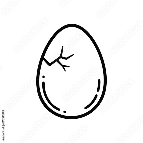 (Cracked Egg Shell Line Art. Minimalist emblem of a fracturing ovum, signifying new beginnings, birth, and emergence. Represents potential and fragility.)