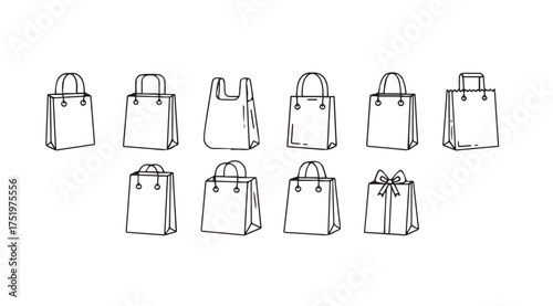 Collection of hand-drawn fashionable handbags and tote bags in sketch style vector