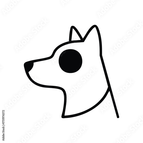 (Minimalist Dog Head Profile. A sleek graphic portrayal of a loyal animal's visage, embodying companionship and trust. Ideal for modern design.)