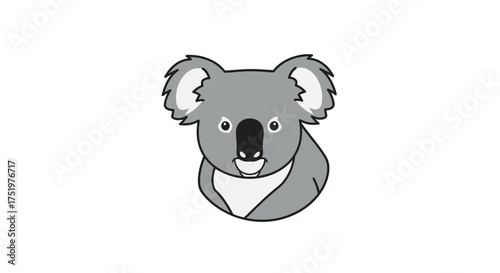 Delightful illustration of a cartoon koala bear on a crisp white background showcasing playful charm
