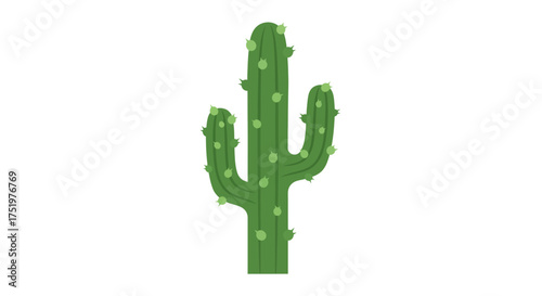 Isolated cartoon illustration of a saguaro cactus against a pristine white background in detail