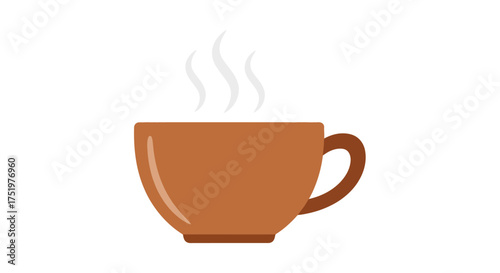 Stylized brown coffee cup with gentle steam rising conveying warmth and comfort illustration