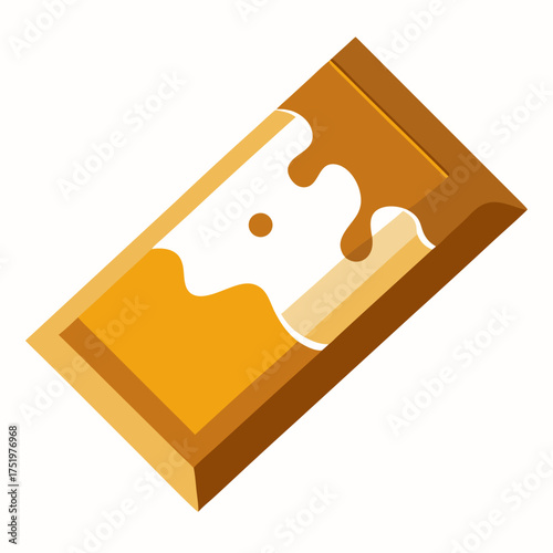 White chocolate bar with caramel food vector on white background.