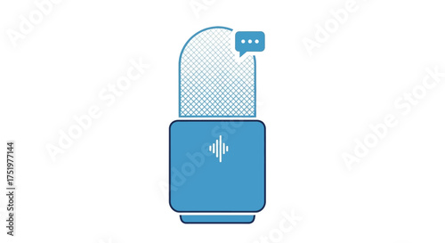 Vector illustration of vintage microphone and speech bubble for podcasting application concept