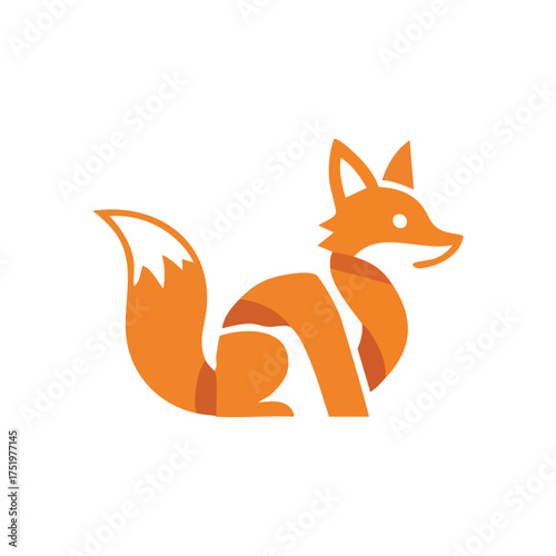 (Clever Orange Fox Minimalist Icon. A contemporary graphic rendering of a cunning ginger canine, representing intelligence and agility. Ideal for branding and digital projects.)