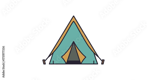 Quaint camping illustration, charming hand drawn tent for outdoor adventure designs, simple style
