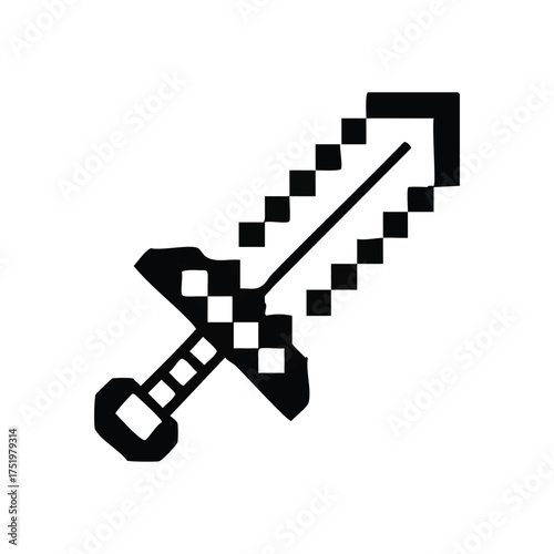 (Pixel Art Adventure Sword. A charming blocky weapon, embodying digital quests and creative exploration. This iconic design represents strength and gaming nostalgia for virtual worlds.)