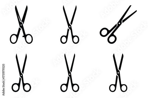 Surgical scissors silhuette vector icon set