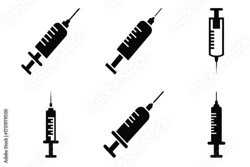 Syringe silhuette vector icon set