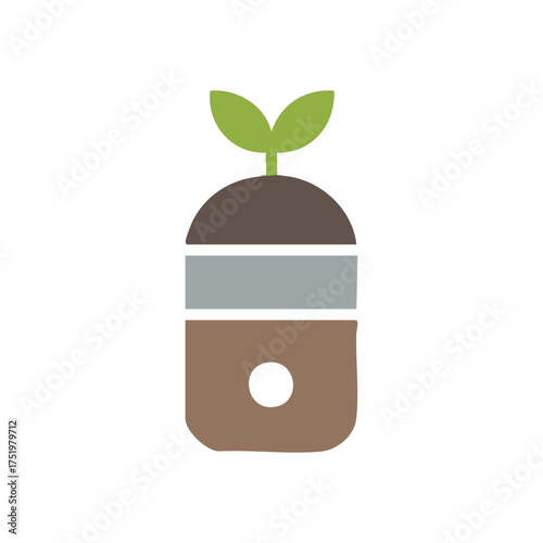 (Green Plant Seedling Growth Icon. This stylized graphic represents new beginnings, environmental care, and fresh organic development. Its earthy tones and sprout evoke nature's cycle.)