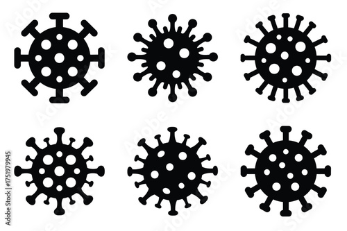 Virus silhuette vector icon set