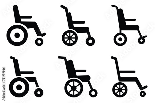 Wheelchair silhuette vector icon set