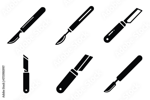 Scalpel silhuette vector icon set