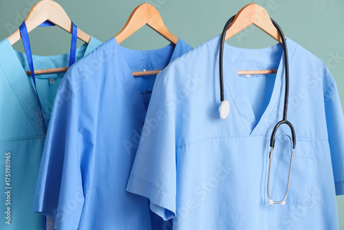 Blue medical uniforms with ...