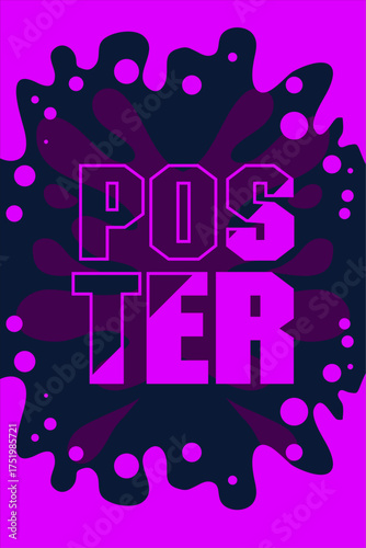 A bold poster background design featuring purple splash paint on a dark background in vector style. Suitable for flyers, posters, banners, music events, and modern advertising template