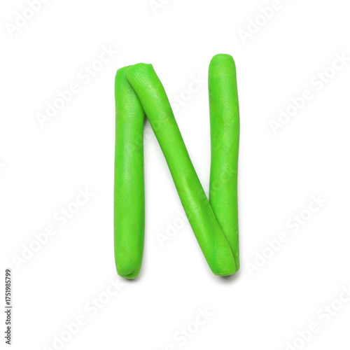 Green letter n made from mo...