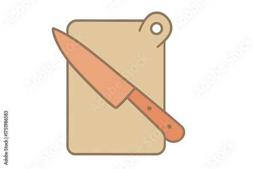 Sharp chef knife resting on a wooden cutting board ready for kitchen preparation