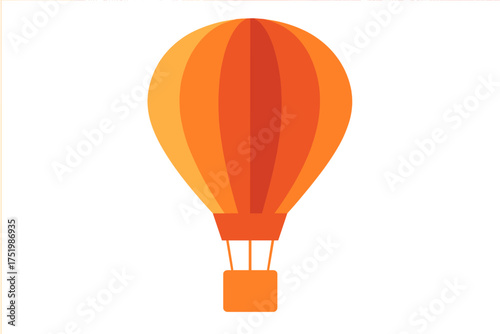 Simple orange hot air balloon isolated on a white background symbolizing travel and adventure