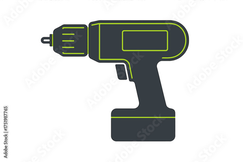 Handheld electric power drill with battery pack used for construction work