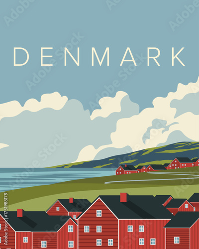 Denmark travel poster, banner, cover