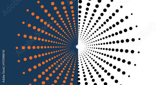 Radial Burst of Orange and Black Dots on Contrasting Backgrounds