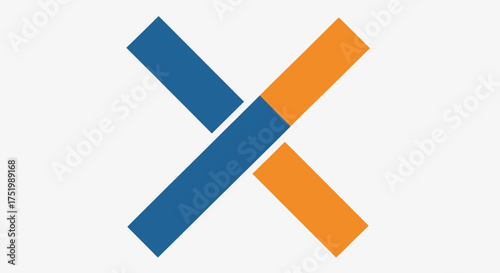 Abstract Blue and Orange Intersecting Rectangles Forming an X Shape