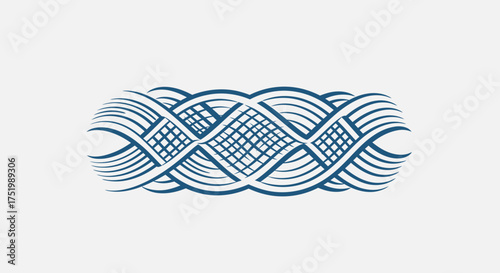 Abstract Blue Woven Pattern with Interlocking Lines and Grids
