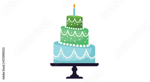 A beautiful tiered cake decorated with pearls and lace patterns.