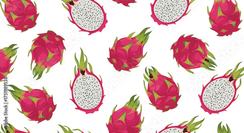 A vibrant and refreshing pattern of ripe dragon fruits.