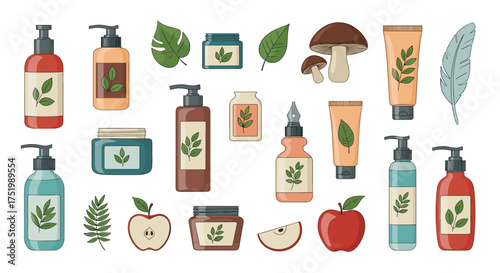 Natural beauty and skincare products with botanical ingredients and organic elements.