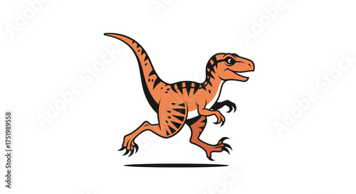 A prehistoric raptor dinosaur running fast across the plains.