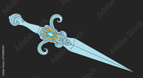 An ornate ice dagger with a blue gemstone in the hilt.