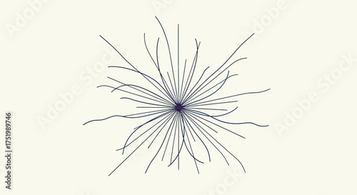 Abstract Dark Blue Starburst with Wavy Outward Radiating Lines