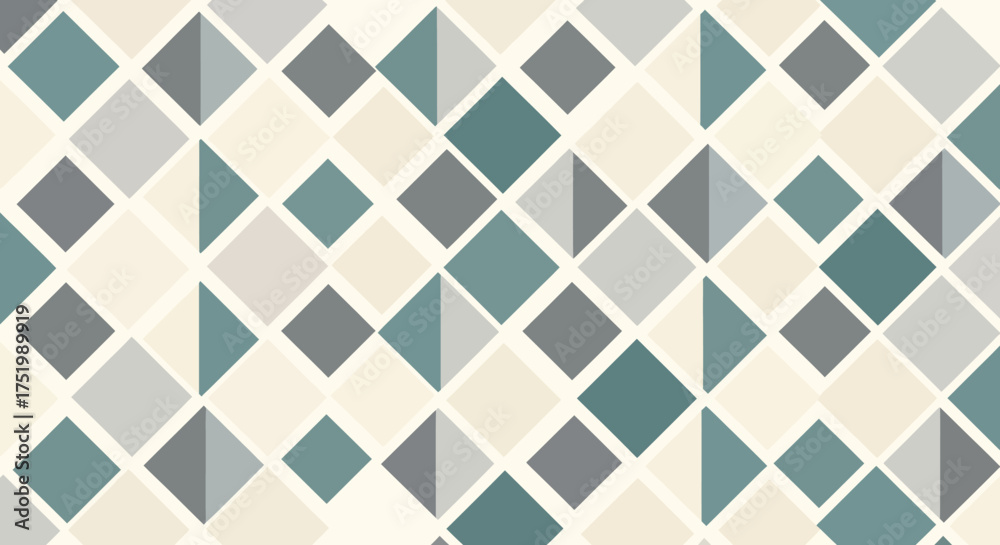Fototapeta premium Geometric Diamond Pattern in Teal, Gray, and Beige Tones
