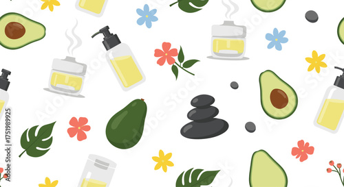 Organic avocado oil and aromatherapy for wellness.