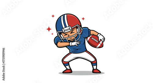 Pixel art cartoon football player celebrating with the ball.