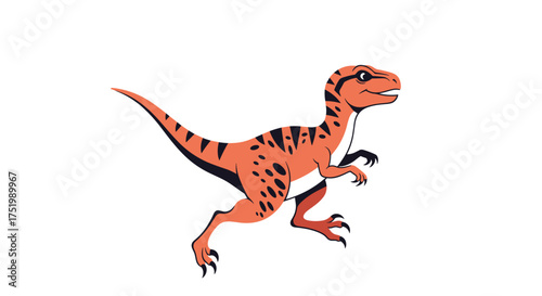 A detailed illustration of a running raptor dinosaur. 