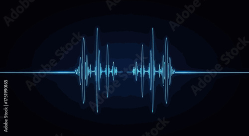 Blue Digital Audio Waveform Visualization on Dark Background