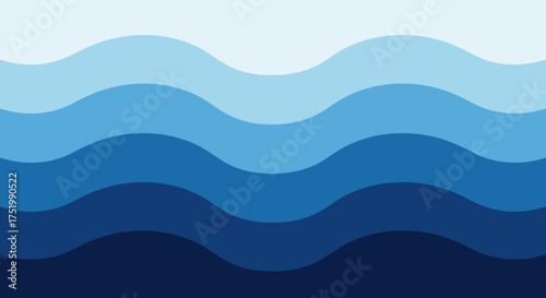 Abstract Blue Wavy Layers: Gradient of Ocean Tones