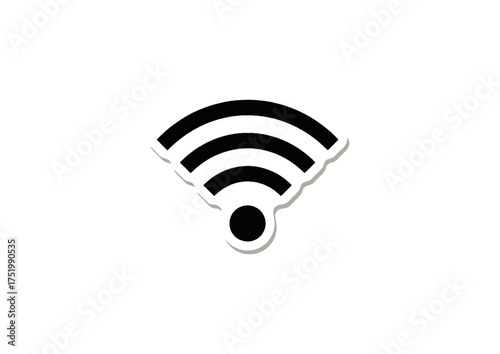 Modern wireless network signal icon in black and white, representing digital connectivity, internet access, and communication technology, ideal for IT, mobile, and smart device concepts