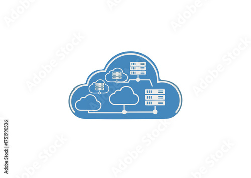 Blue outline icon symbolizing cloud infrastructure, data processing, and online web hosting services