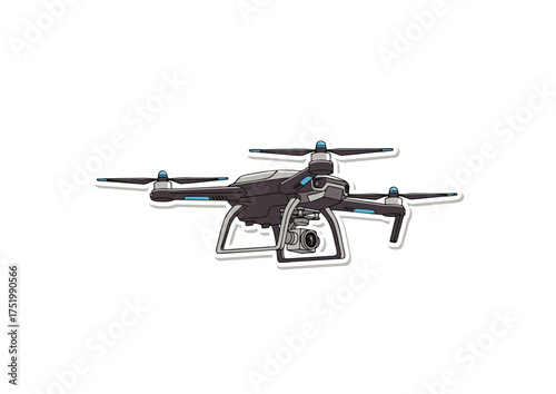 Modern black and gray quadcopter drone equipped with a high-resolution camera, ideal for capturing expansive landscapes, dynamic aerial footage, and innovative perspectives from above