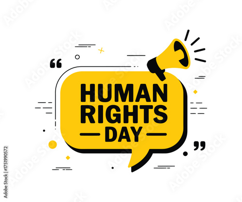 Human Rights Day Announcement with Megaphone and Speech Bubble