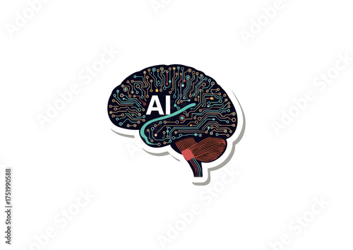 Abstract visual representation of artificial intelligence within a human brain structure, symbolizing advanced technology, innovative thinking, and the future of machine learning development