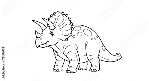 This is a line drawing of a triceratops dinosaur.